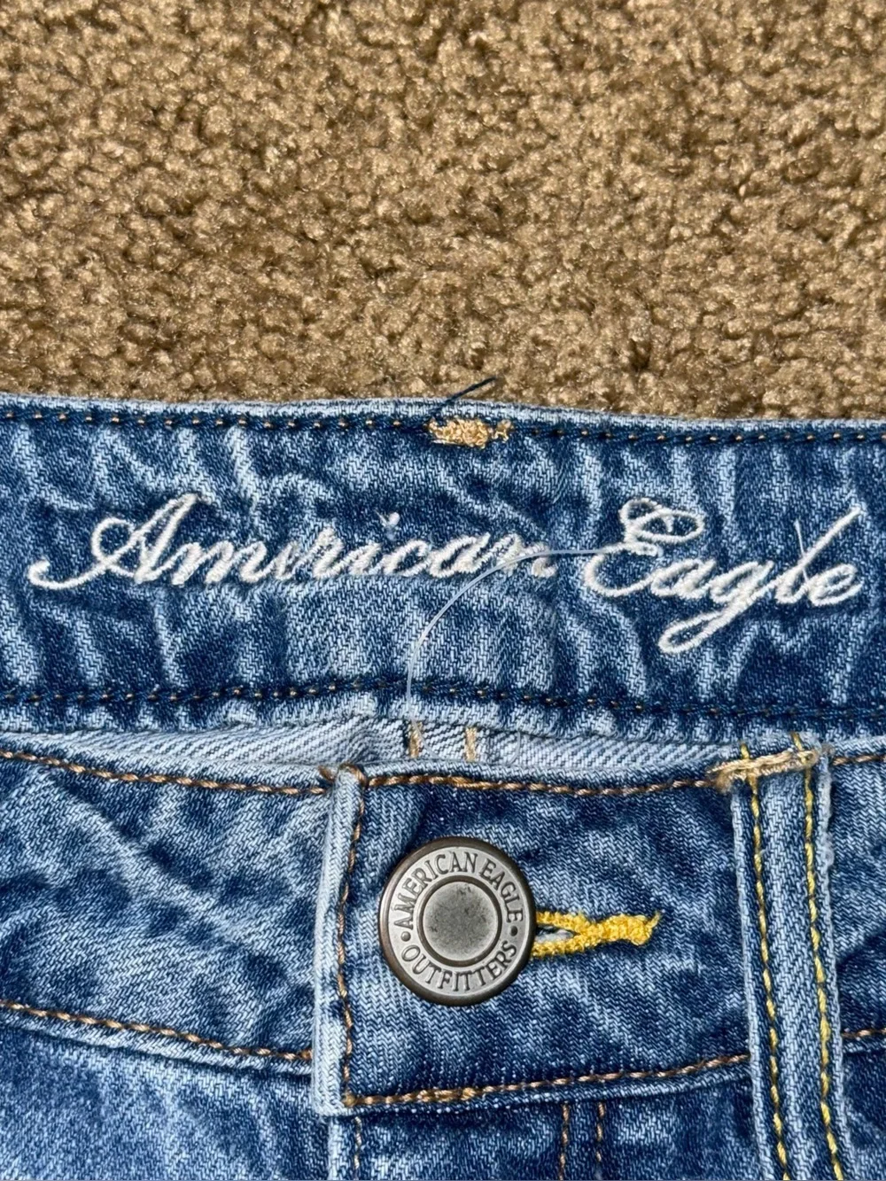 VTG Y2K American Eagle Low Rise Micro Mini Jean Booty Shorts Denim Sz 6 Festival